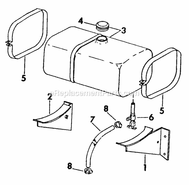 Fuel Tank, Supports & Piping Diagram and Parts List for 169 2050048U Cub Cadet Lawn Tractor